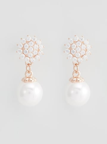 U.S. Polo Assn. Rosévergold. Ohrstecker mit Kristallen