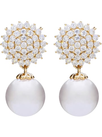 U.S. Polo Assn. Vergulde oorstekers met parels en kristallen