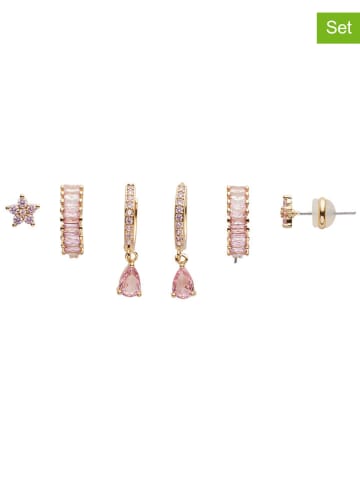 U.S. Polo Assn. Pozłacane kolczyki (3 pary) z kryształami