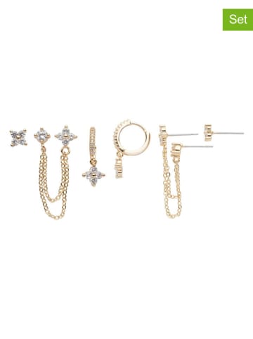 U.S. Polo Assn. Pozłacane kolczyki (3 szt.) z kryształami