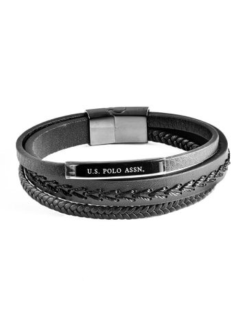 U.S. Polo Assn. Skórzana bransoletka w kolorze czarnym