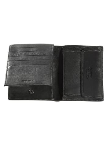 Camel Active Leder-Geldbörse "Vegas" in Schwarz - (B)10,7 x (H)12,4 x (T)2 cm
