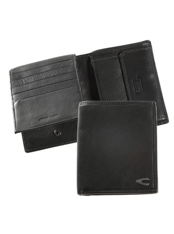 Camel Active Leder-Geldbörse "Vegas" in Schwarz - (B)10,7 x (H)12,4 x (T)2 cm