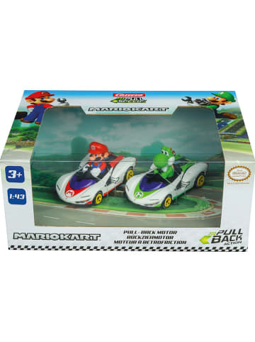 Carrera 2er-Set: Autos "Pull&Speed Mario Kart(TM)" in Weiß/ Rot/ Grün - ab 3 Jahren