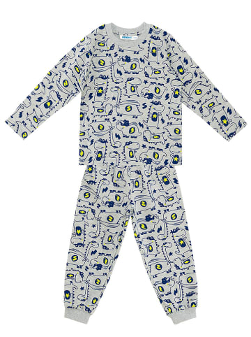 Denokids Pyjama "Super Dino" in Grau/ Dunkelblau