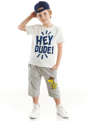 Denokids 2tlg. Outfit "Hey Dude" in Weiß/ Grau