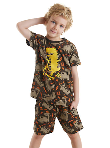 Denokids 2tlg. Outfit "Skater Dino" in Braun