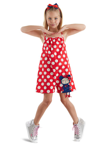 Denokids Sukienka "Cute Dots Poplin" w kolorze czerwonym