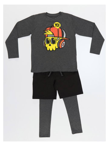 Denokids 2tlg. Outfit "Yo" in Anthrazit/ Schwarz