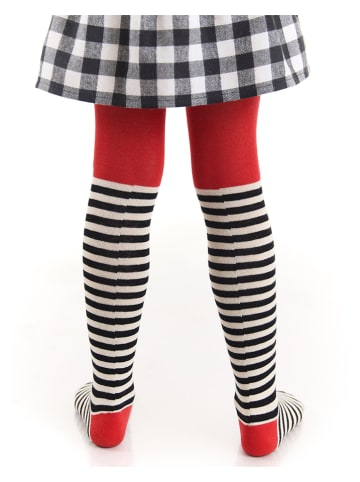 Denokids Rajstopy w kolorze czarno-czerwonym