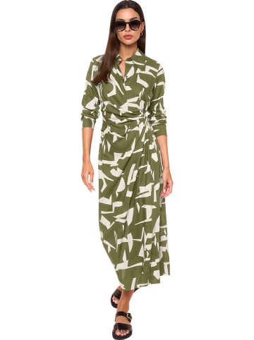 Heine Kleid in Oliv/ Weiß