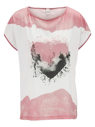 Heine Shirt in Rosa/ Weiß