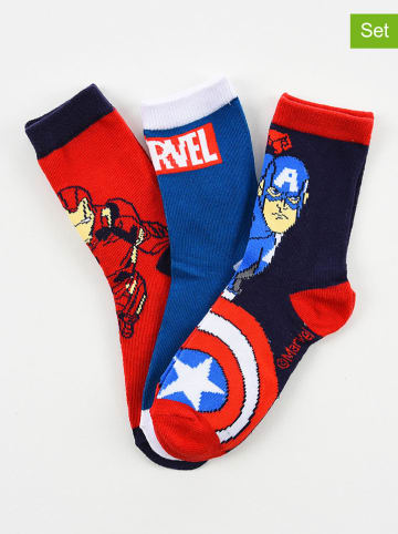 MARVEL Avengers 3er-Set: Socken "Avengers" in Rot/ Blau/ Dunkelblau