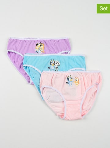 Bluey 3er-Set: Slips "Bluey" in Rosa/ Türkis/ Lila