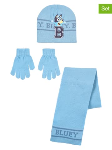 Bluey 3tlg. Set: Mütze, Handschuhe & Schal "Bluey" in Hellblau