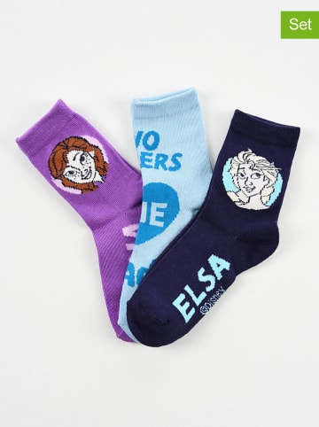 Disney Frozen 3er-Set: Socken "Frozen" in Lila/ Hellblau/ Dunkelblau