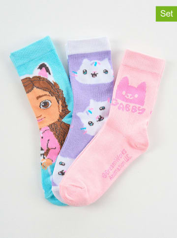 Gabby's Dollhouse 3er-Set: Socken "Gabby's Dollhouse" in Hellblau/ Lila/ Rosa