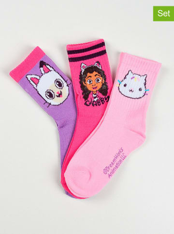 Gabby's Dollhouse 3er-Set: Socken "Gabby's Dollhouse" in Lila/ Pink/ Rosa