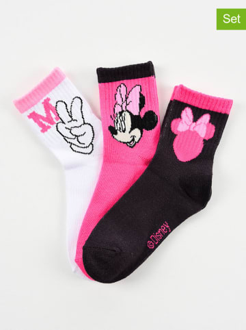 Disney Minnie Mouse 3er-Set: Socken "Minnie" in Weiß/ Pink/ Schwarz
