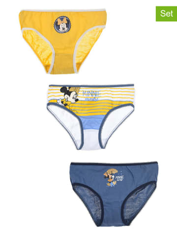 Disney Minnie Mouse 3er-Set: Slips "Minnie" in Gelb/ Blau