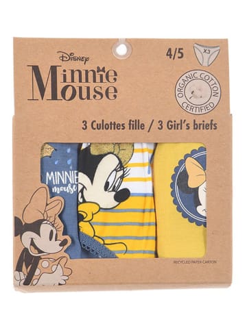 Disney Minnie Mouse 3er-Set: Slips "Minnie" in Gelb/ Blau