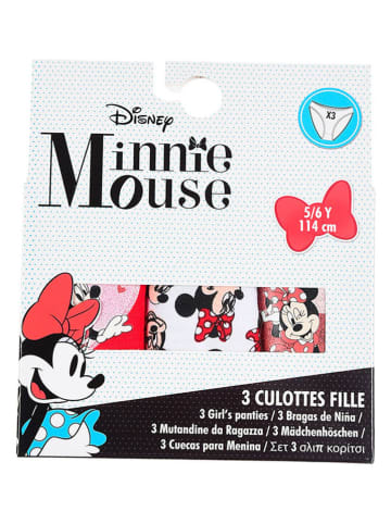Disney Minnie Mouse 3er-Set: Slips "Minnie" in Weiß/ Rot/ Grau