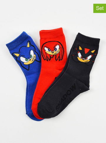 Sonic 3er-Set: Socken "Sonic" in Blau/ Rot/ Schwarz