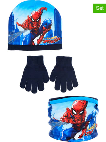 Spiderman 3tlg. Winteraccessoires-Set "Spiderman" in Blau/ Dunkelblau