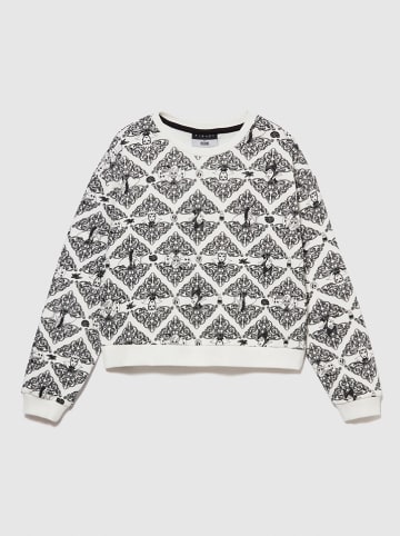 Sisley Sweatshirt in Weiß/ Schwarz