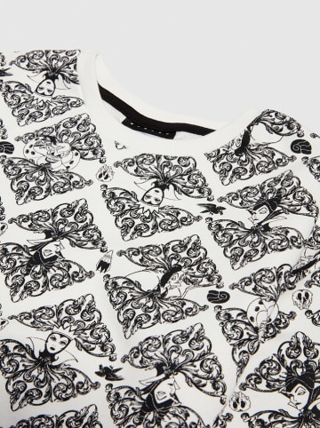 Sisley Sweatshirt in Weiß/ Schwarz