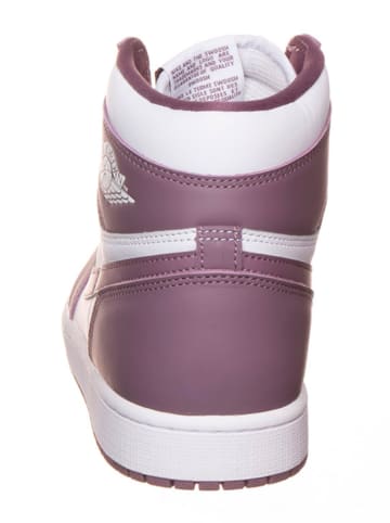 Nike Leder-Sneakers "Air Jordan 1 Retro High" in Weiß/ Lila