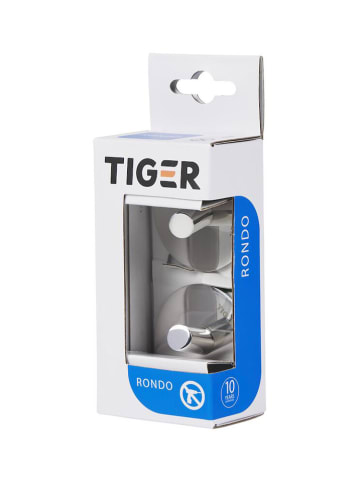 Tiger 2-delige set: handdoekhaken "Rondo" zilverkleurig - Ø 4,5 cm
