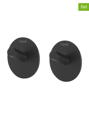 Tiger 2er-Set: Handtuchhaken ''Rondo'' in Schwarz - Ø 4,5 cm