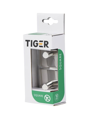 Tiger 2er-Set: Handtuchhaken ''Square'' in Silber - (B)4,5 x (H)4,5 x (T)2,7 cm