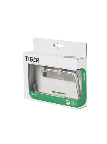 Tiger Toiletrolhouder "Square" zilverkleurig - (B)9,5 x (H)4,5 x (D)2,5 cm