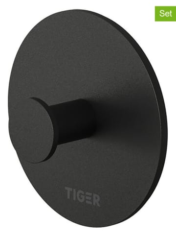 Tiger 2er-Set: Handtuchhaken "Base" in Schwarz - Ø 4,4 