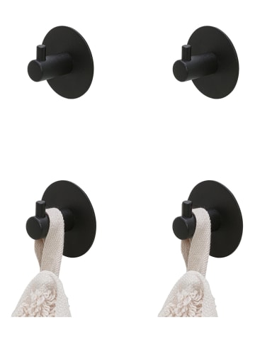 Tiger 4er-Set: Handtuchhaken "Rhino" in Schwarz - Ø 4 cm