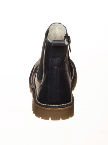 POM POM Leder-Boots in Dunkelblau