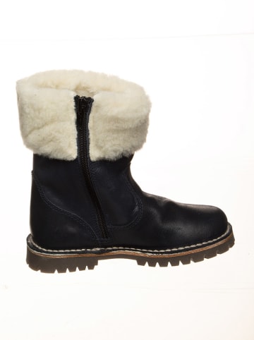 POM POM Leder-Winterstiefel in Schwarz