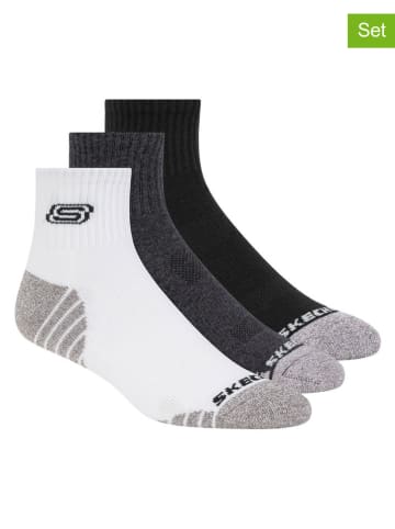 Skechers Skarpety (3 pary) w kolorze antracytowo-czarno-białym