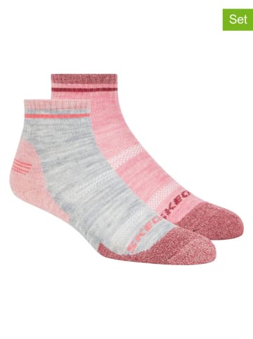Skechers Skarpety (2 pary) w kolorze różowym-szarym