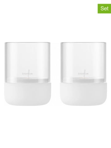 Blomus 2-delige set: windlichten "Calma" wit - (H)9 x Ø 7 cm