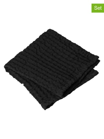 Blomus 2er-Set: Gästehandtücher "Caro" in Schwarz - (L)30 x (B)30 cm