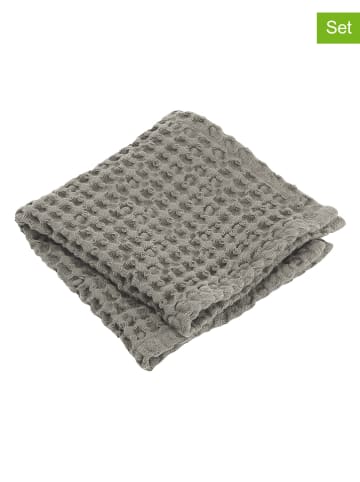 Blomus 2-delige set: gastendoeken "Caro" grijs - (L)30 x (B)30 cm