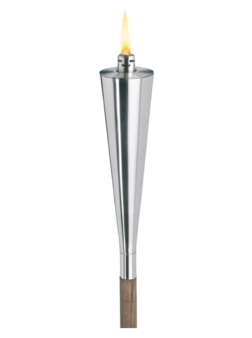 Blomus Tuinfakkel met houten staaf "Orchos" zilverkleurig/bruin - (H)151 cm