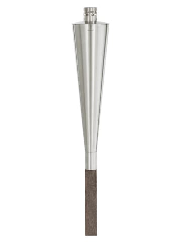 Blomus Gartenfackel mit Holzstab "Orchos" in Silber/ Braun - (H)151 cm