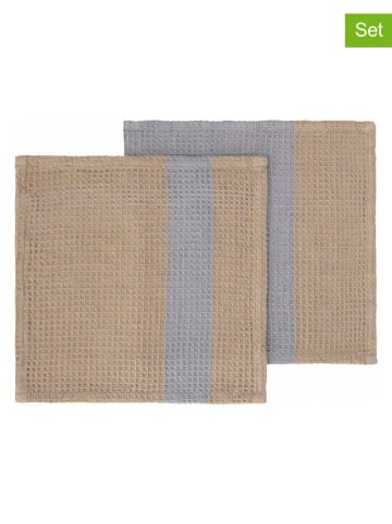Blomus 2er-Set: Spültücher "Gano" in Beige/ Grau - (L)25 x (B)25 cm