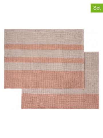 Blomus 2er-Set: Geschirrtücher "Gano" in Beige/ Rosa - (L)70 x (B)50 cm