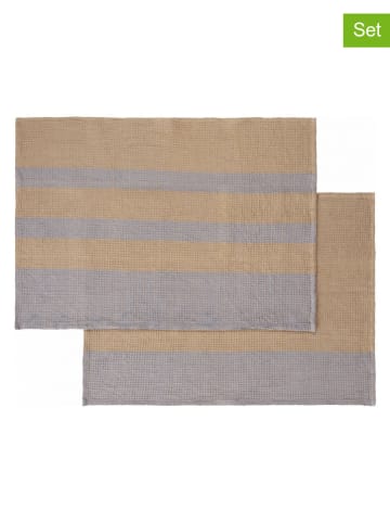 Blomus 2er-Set: Geschirrtücher "Gano" in Beige/ Grau - (L)70 x (B)50 cm