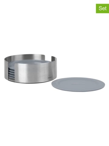 Blomus 7tlg. Set: Untersetzer "Lareto" in Silber/ Grau - Ø 11 cm 